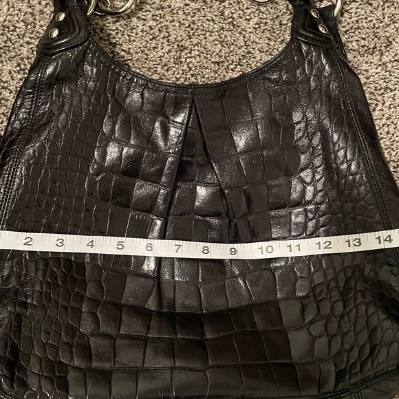 Coach Black Croc-Embossed Shoulder Bag - Picture 7 of 8